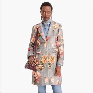 NWT J.Crew Collection Wool Topcoat in Grey Multi Ratti Jasper Floral Coat 6